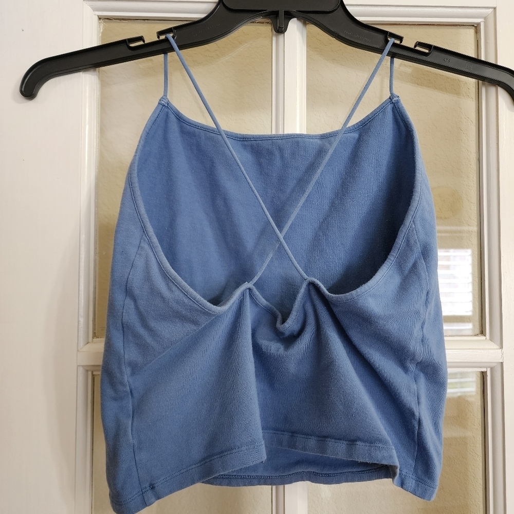 American Eagle Outfitters Blue Cropped Cross Back Cami Tank Top XL - Picture 3 of 13